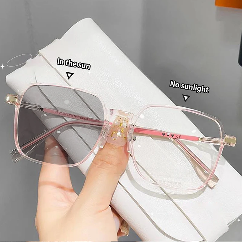Photochromic Anti Blue Light Glasses with Metal Square Frame