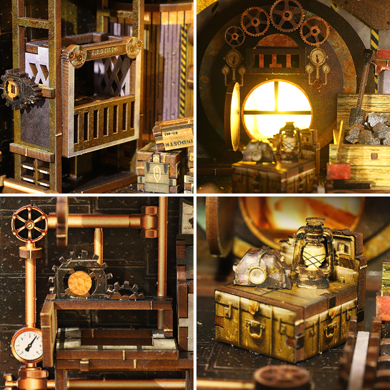Dollhouse Book Nook Kit, DIY Wooden Puzzle Bookshelf Insert Model – Perfect Xmas Gift for Kids