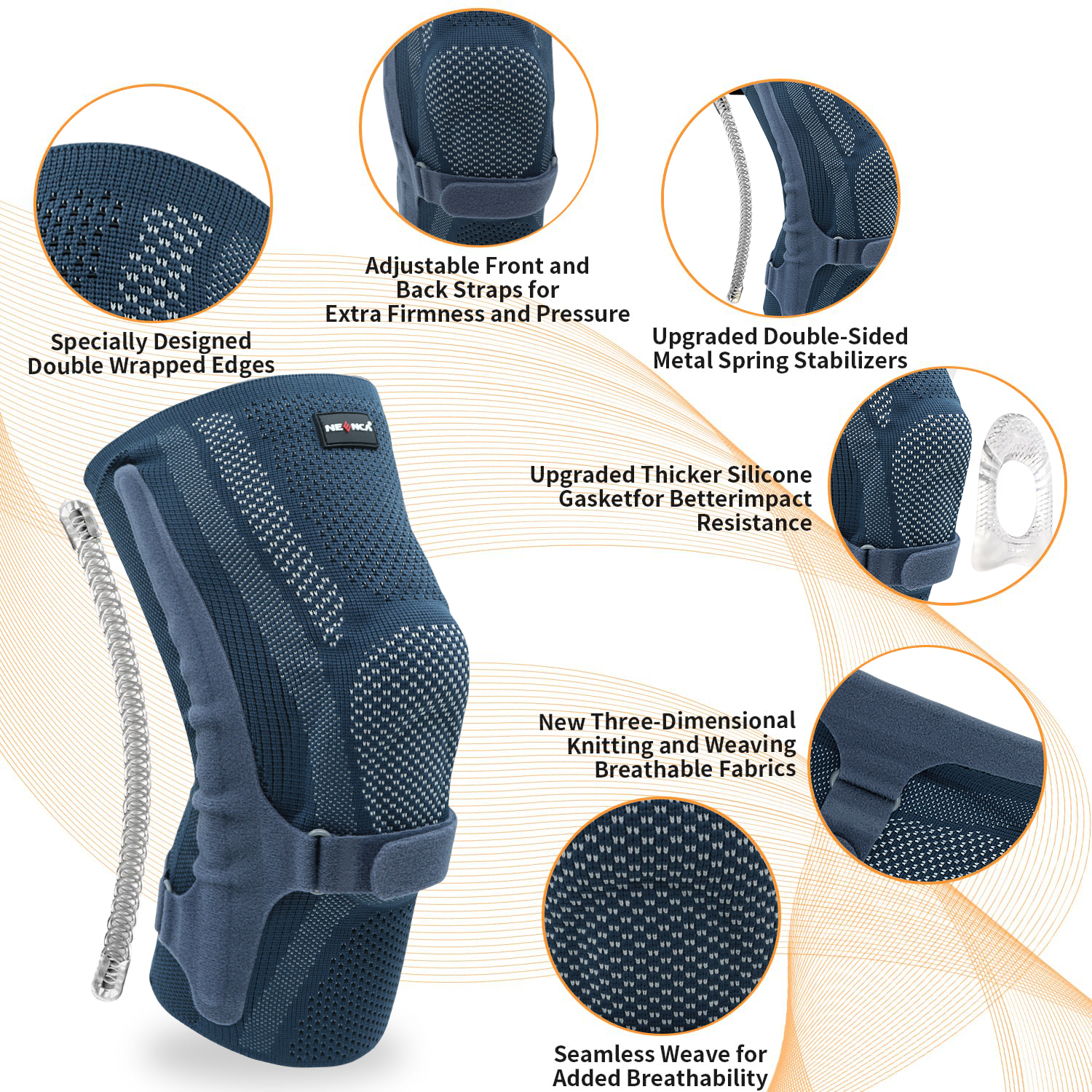 Knee Brace with Patella Gel Pad and Side Stabilizers Compression Sleeve for Running, ACL Support and Joint Stability