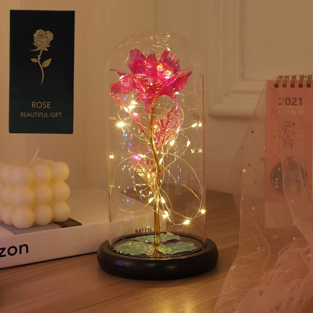 LED Galaxy Rose in Glass Dome – Illuminated Eternal Flower Gift