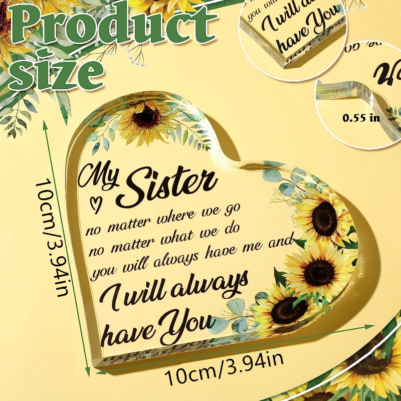 Acrylic Bestie or Sister Gift, Sunflower Friendship Present for Birthdays & Thank Yous