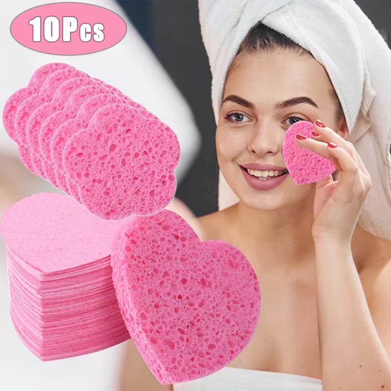 10 Piece Natural Reusable Facial Sponges for Deep Cleansing Exfoliation