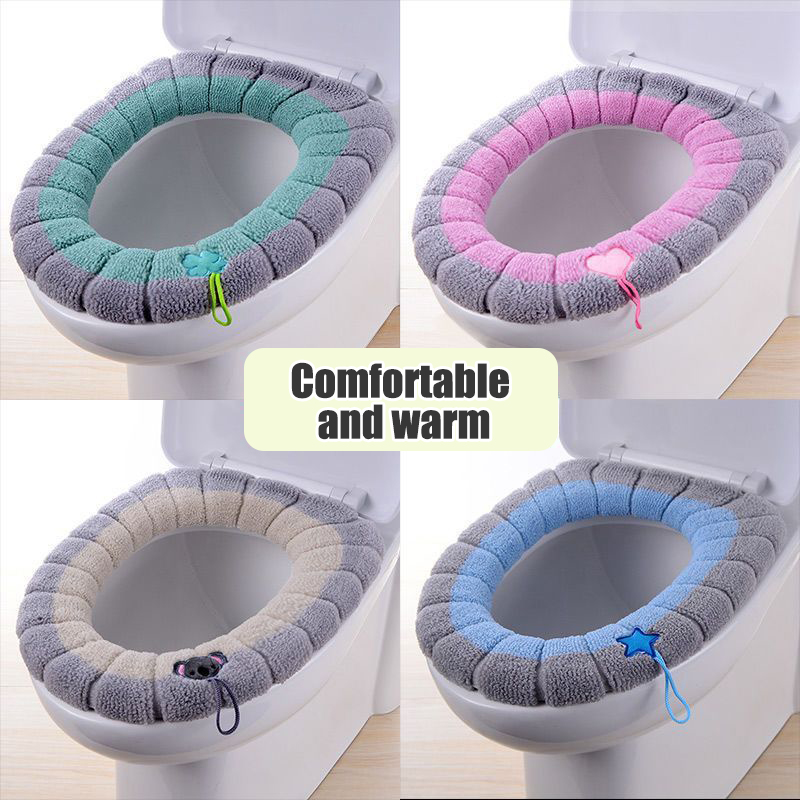 Thick Knitted Toilet Seat Cover Washable Antifreeze Mat Universal Fit