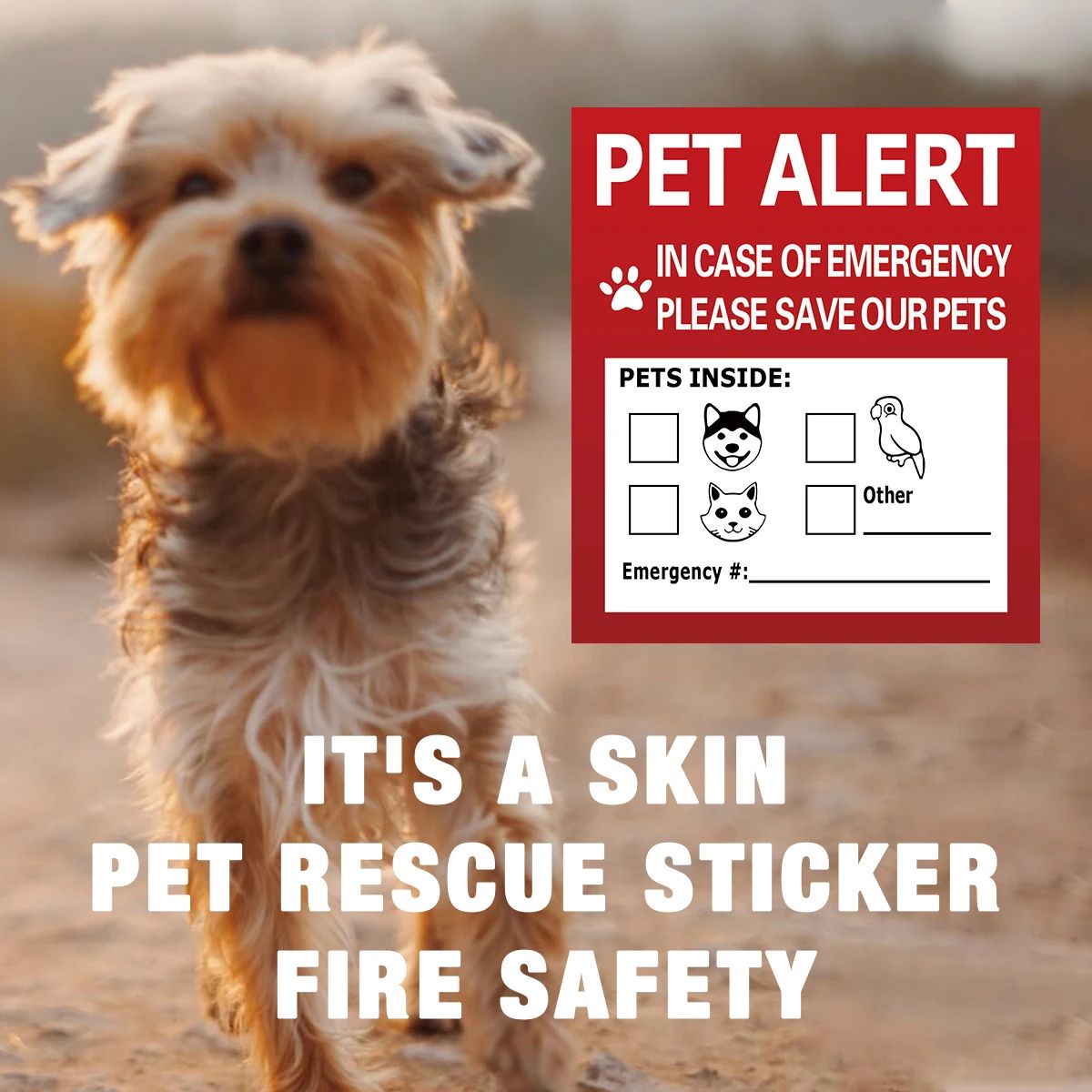 Pet Alert Emergency Window Sticker Save My Pets Safety Decal Static Cling Sign Set