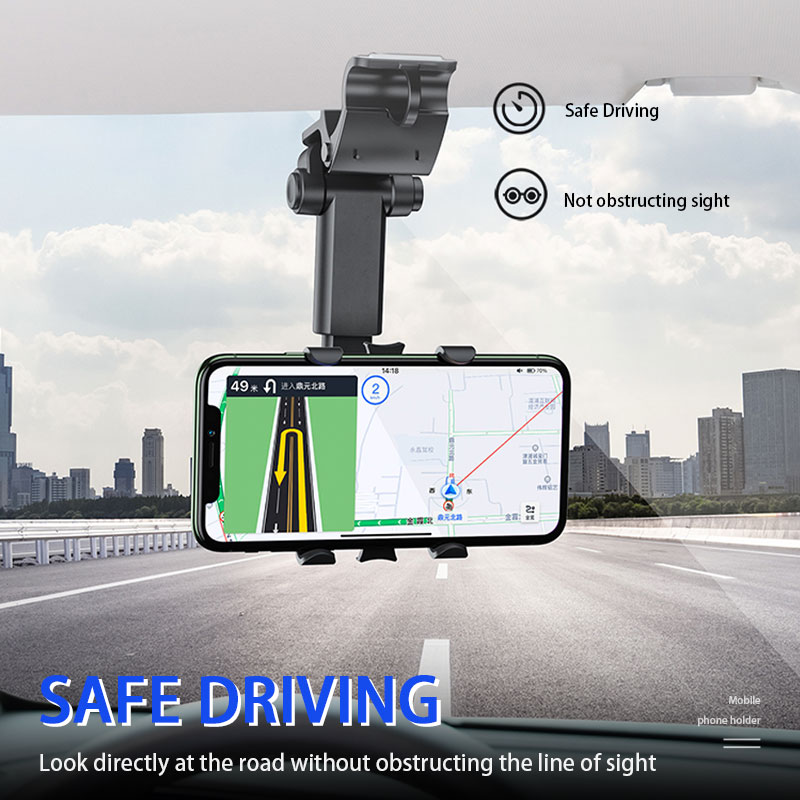 360 Degree Rotatable Retractable Phone Mount Stand, Universal Clip Car Phone Holder, GPS Dash Cam Smartphone Bracket