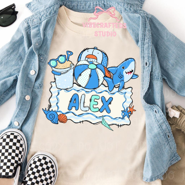 Personalized Kids Name Shirt Cute Cartoon Graphic Tee Custom Childrens T-Shirt Gift
