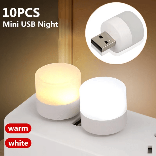 1/10Pcs Mini USB Night Light Warm White Eye Protection Book Reading Light USB Plug Computer Mobile Power Charging LED Ni
