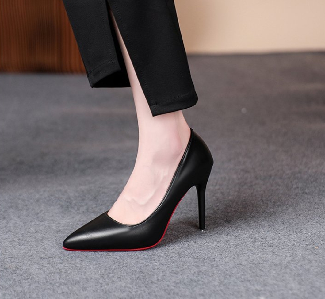 Sexy Red Bottom Women High Heels, Classic Ladies Pumps, Autumn Leather Dress Heel Shoes for Women