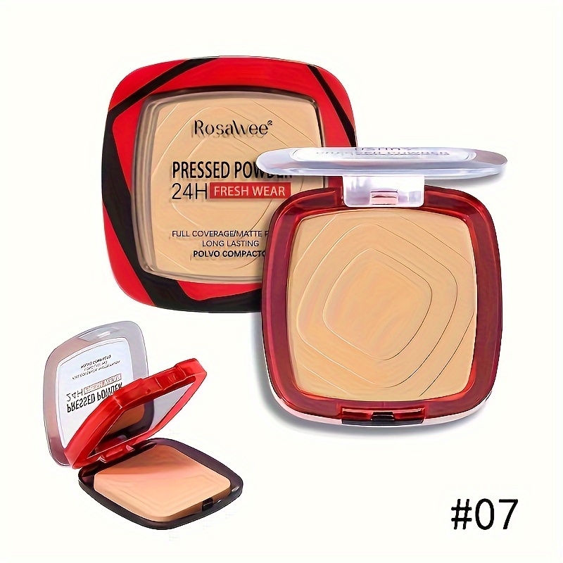 Matte Full Coverage Pressed Powder Foundation with Puff 24H Fresh Wear, Weightless Finishing Makeup