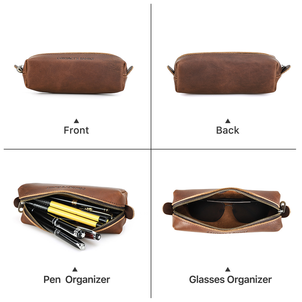 Vintage Leather Pencil Case, High Capacity School Pen Pouch for Kids, Boys, Girls, Business Office Stationery Organizer