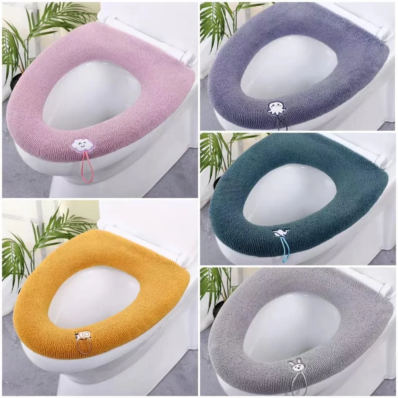 Soft Warm Toilet Seat Cover Elastic Washable Bathroom Seat Pad