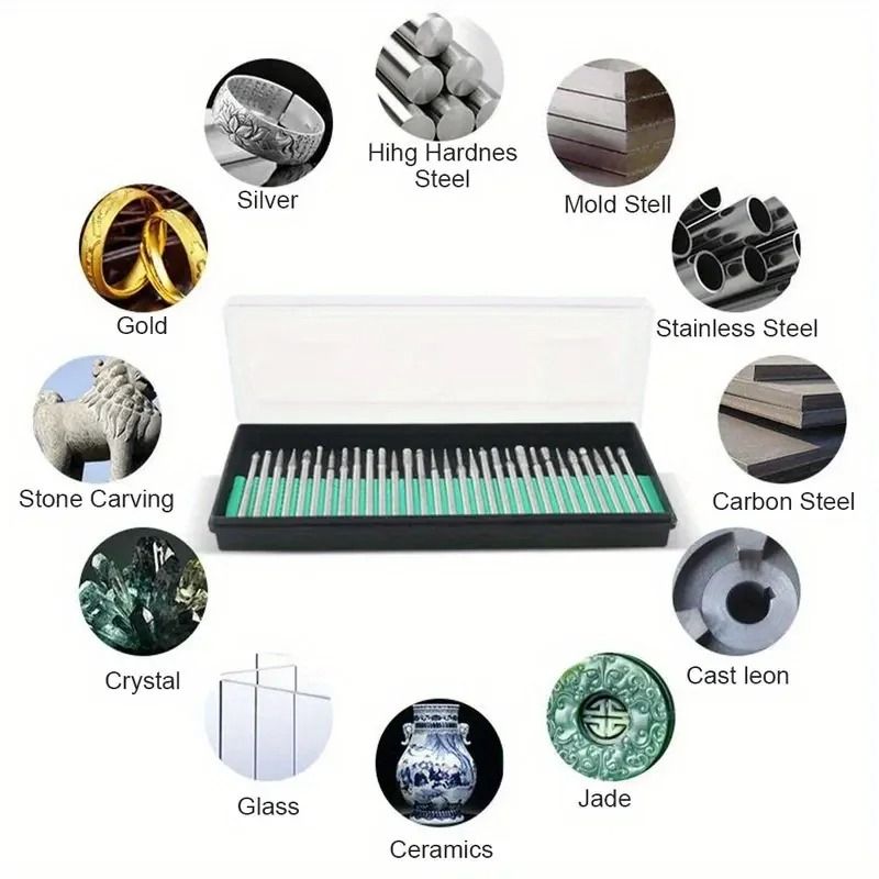 30-Piece Diamond Burr Drill Bit Set