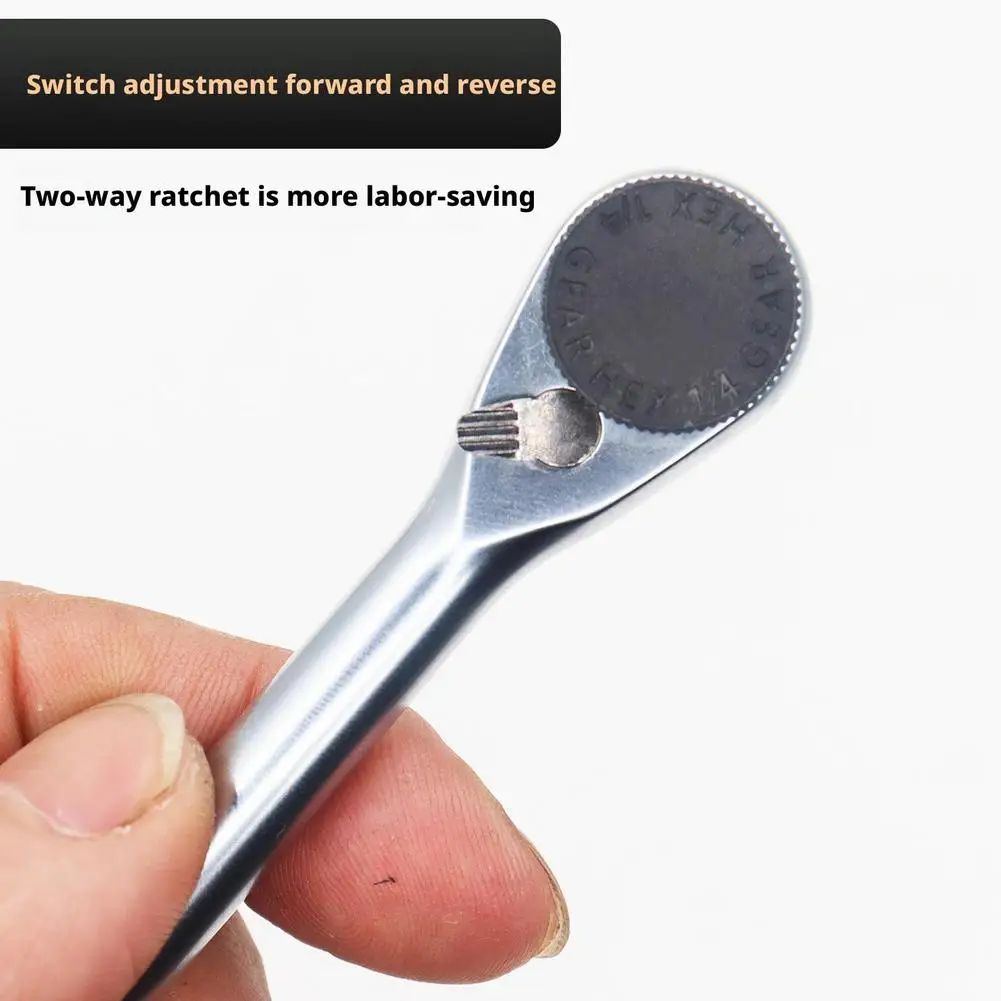 Compact 1/4 inch mini ratchet wrench with 72 tooth ratchet wrench drive, magnetic bit holder, reversible switch