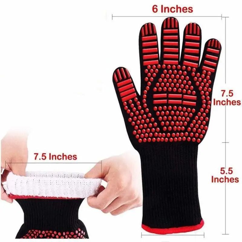 BBQ Gloves 1472F Extreme Heat Resistant Grilling Gloves Silicone Non-Slip Oven Mitts
