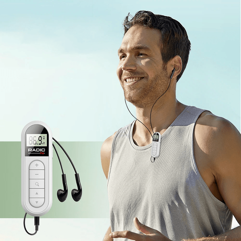 Mini Pocket Clip FM Radio with LCD Backlight Display and 3.5mm Headphone Jack