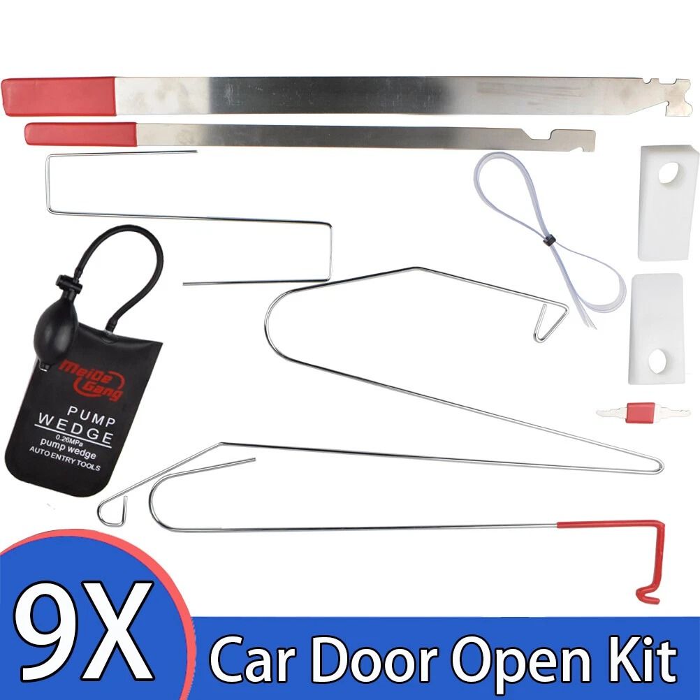 Universal Car Lockout Kit with Air Wedge Pump and Long Reach Tool Set