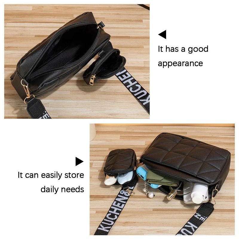 Fashionable Diamond-Patterned Mobile Phone Bag Two-Piece Set