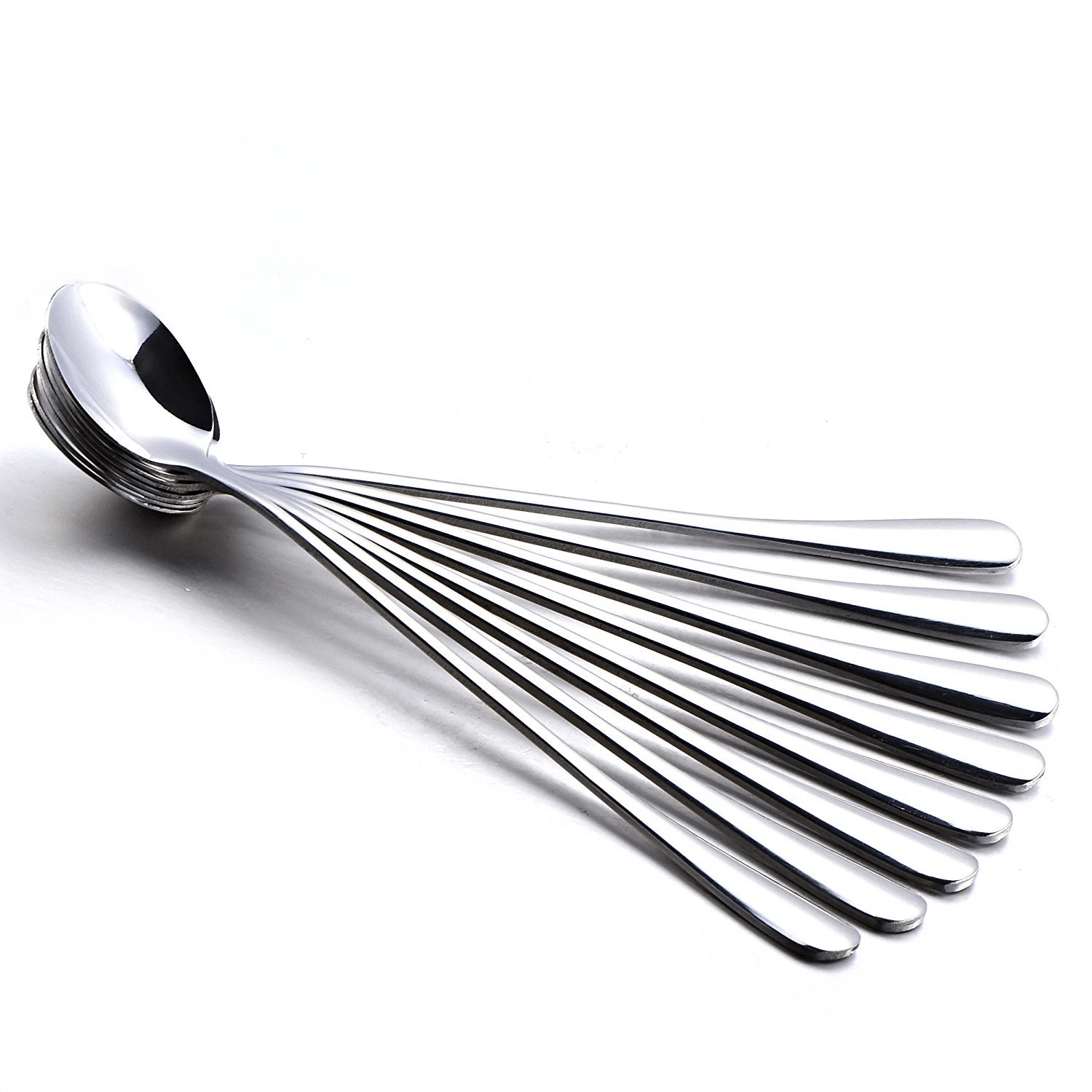 Stainless Steel Mixing Spoons, Iced Tea & Ice Cream Long Handle Set, Premium Corrosion Resistant Dessert Spoons