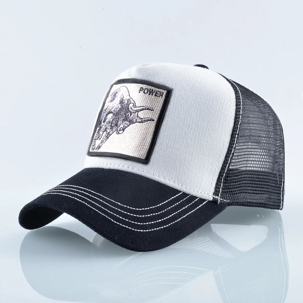 Embroidered Bull Patch Mesh Trucker Cap – Hip Hop Snapback Baseball Hat