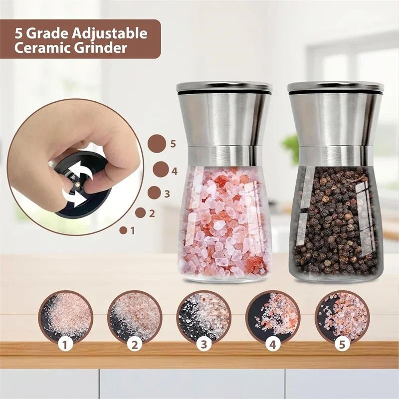 Stainless Steel Manual Salt and Pepper Grinder Set