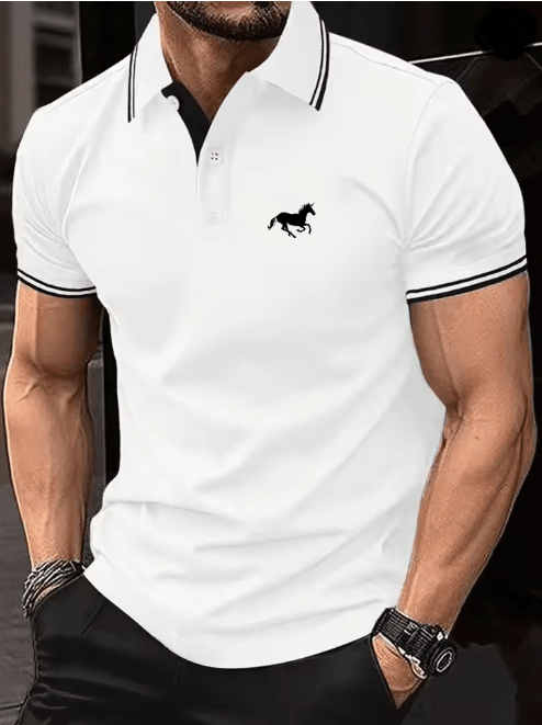 Mens Classic Polo Shirt Short Sleeve Casual Button Lapel Top