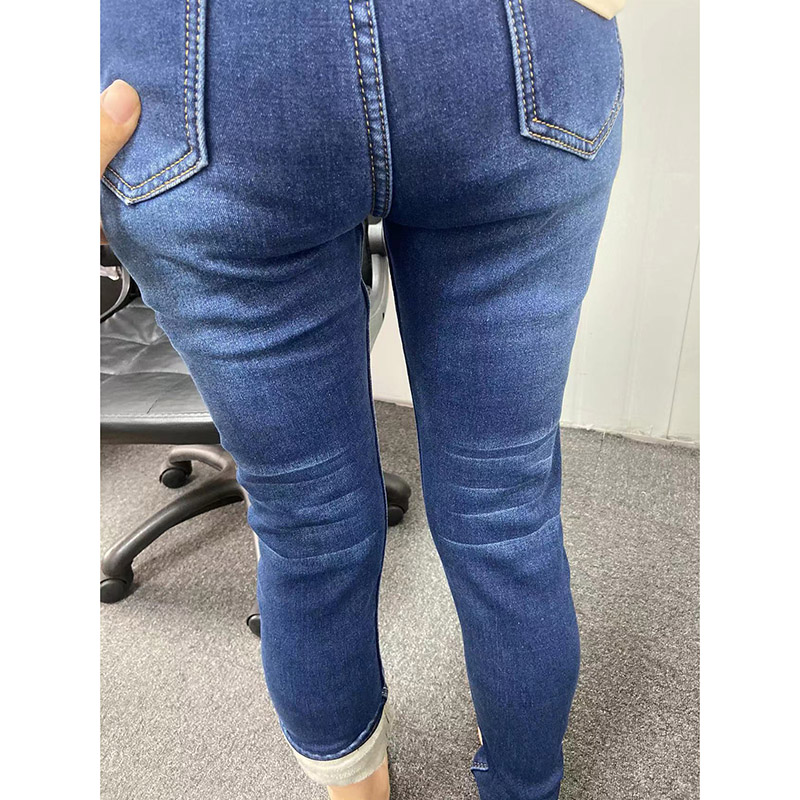Women Thermal Jeans, Warm Fleece Lined Winter Denim Pants, Stretch Skinny Retro Blue Thicken Pencil Trousers