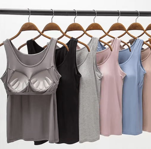 Womens Tank Top with Built In Bra Padded Slim Fit Summer Vest