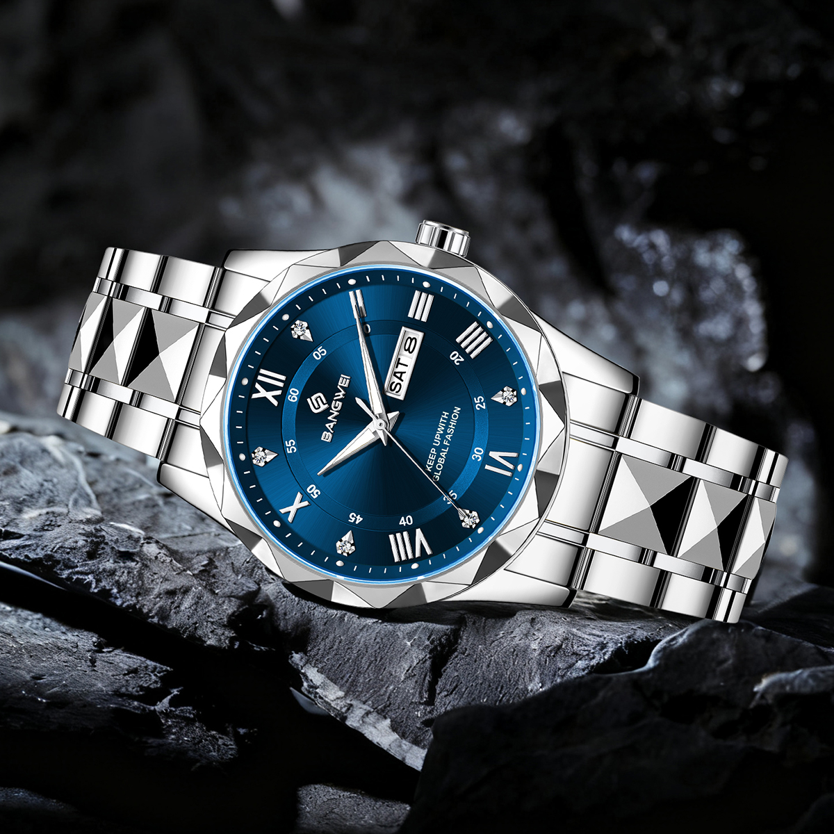 Luxury Stainless Steel Quartz Watch for Women, Elegant Waterproof Date & Luminous Hands