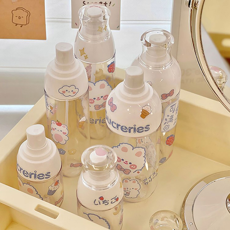 Portable Push Dispenser Bottle, Travel Empty Lotion Makeup Bottle for Face Wash Makeup Remover High Volume