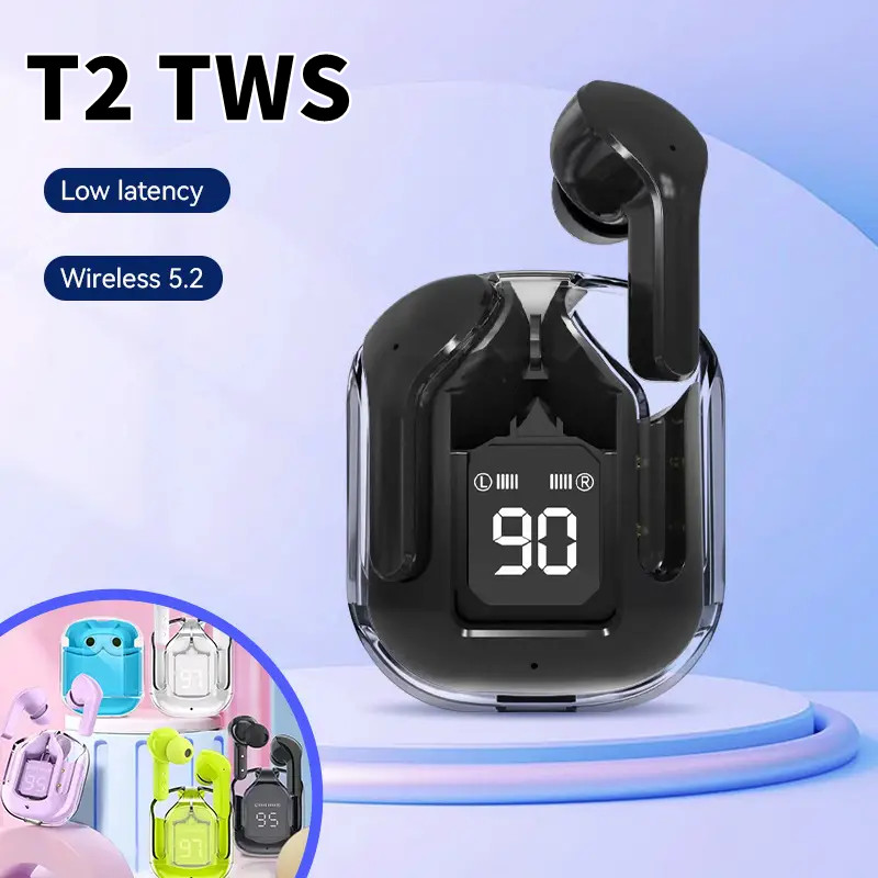 Wireless Bluetooth Earphone, Transparent Headphones, LED Power Digital Display, Stereo Sound Earphones