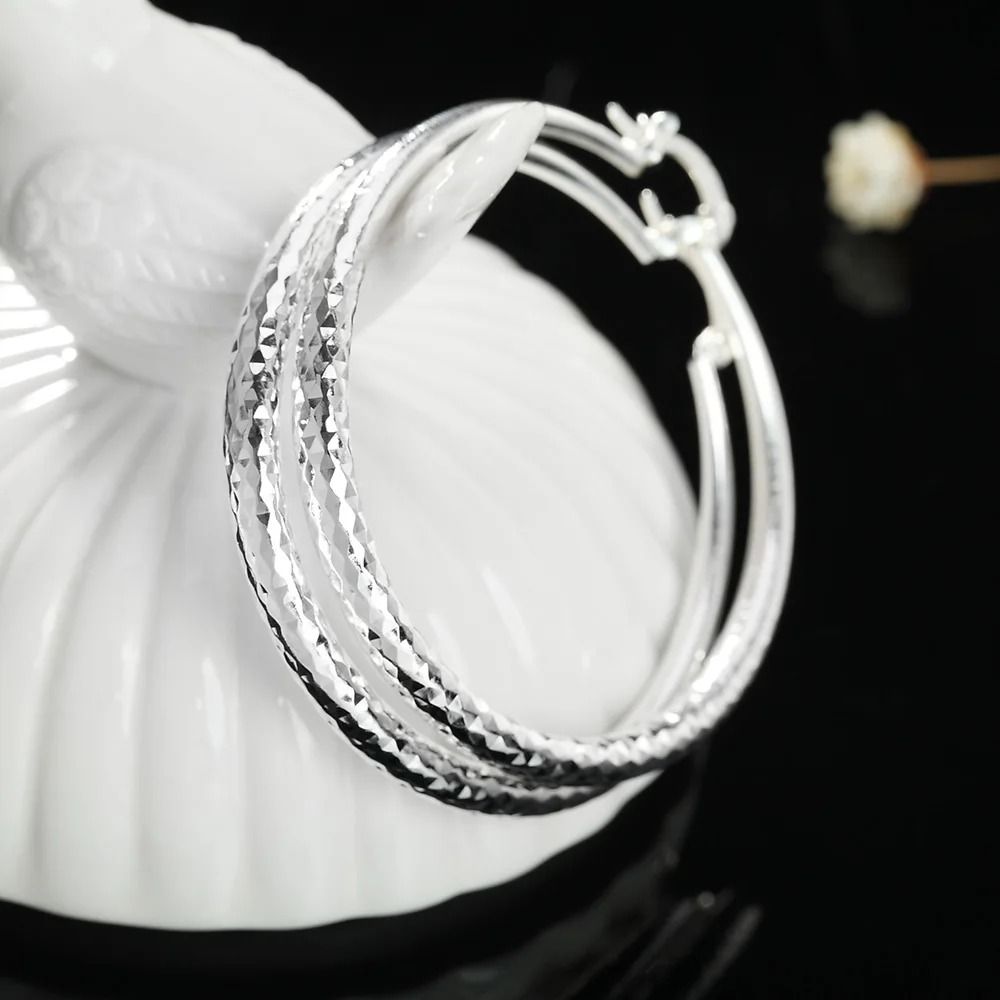 925 Sterling Silver 2 Inch Circle Hoop Earrings