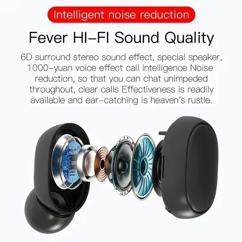 TWS E6S Wireless Bluetooth Earphones Noise Cancelling Headset with Mic