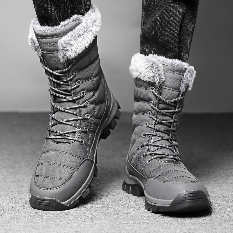 Winter Men's Snow Boots, Warm Plush Anti-slip Outdoor Hiking Boots, Women's Mid-length Couple Sports Shoes
