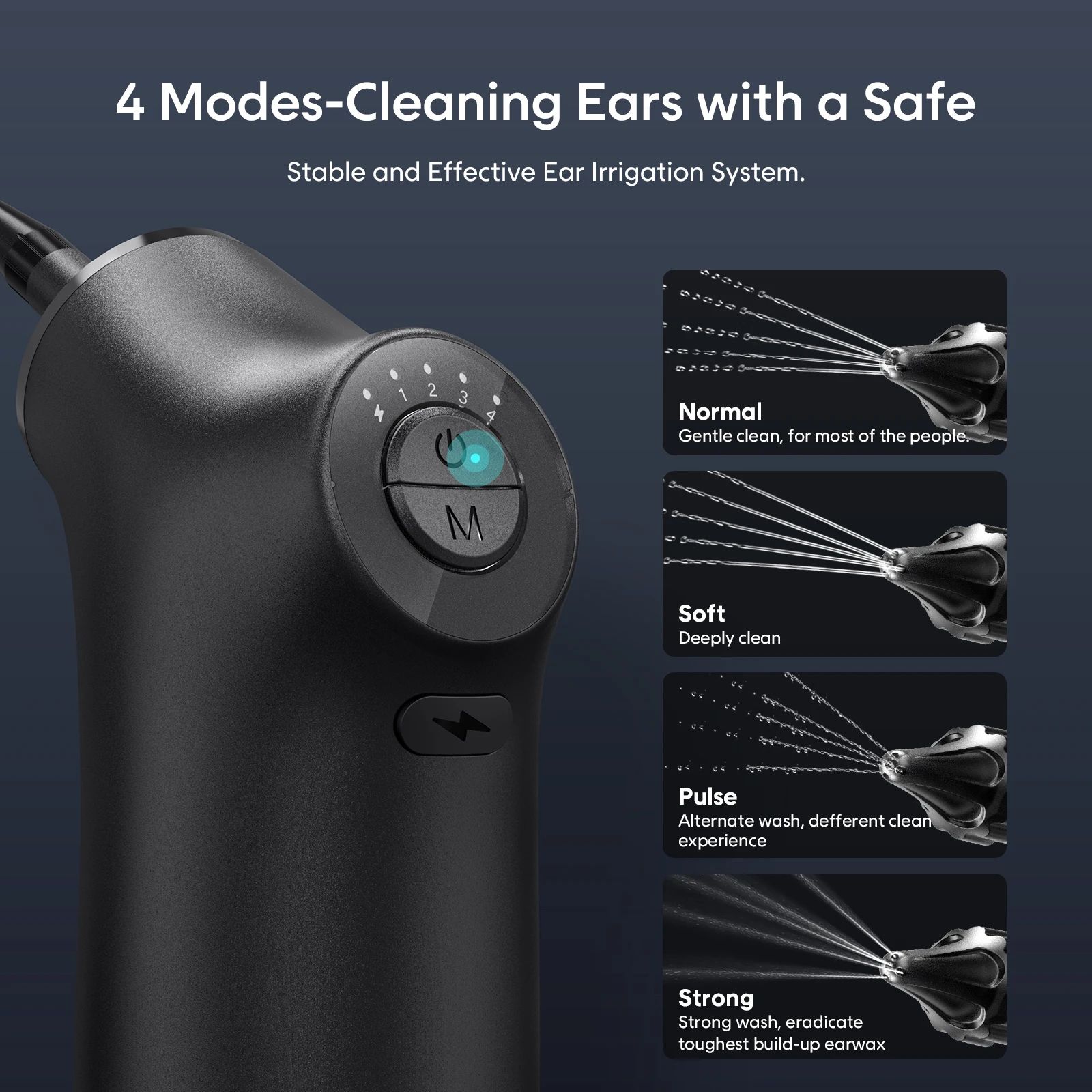 Electric Ear Cleaner Ear Irrigation Kit (4 Pressure Modes) - Gentle Ear Wax Removal Kit for Adults & Kids