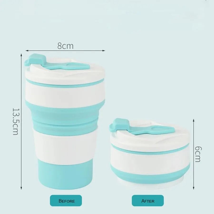 350ML Collapsible Cup Silicone Travel Cup Foldable Coffee Mug with Lid
