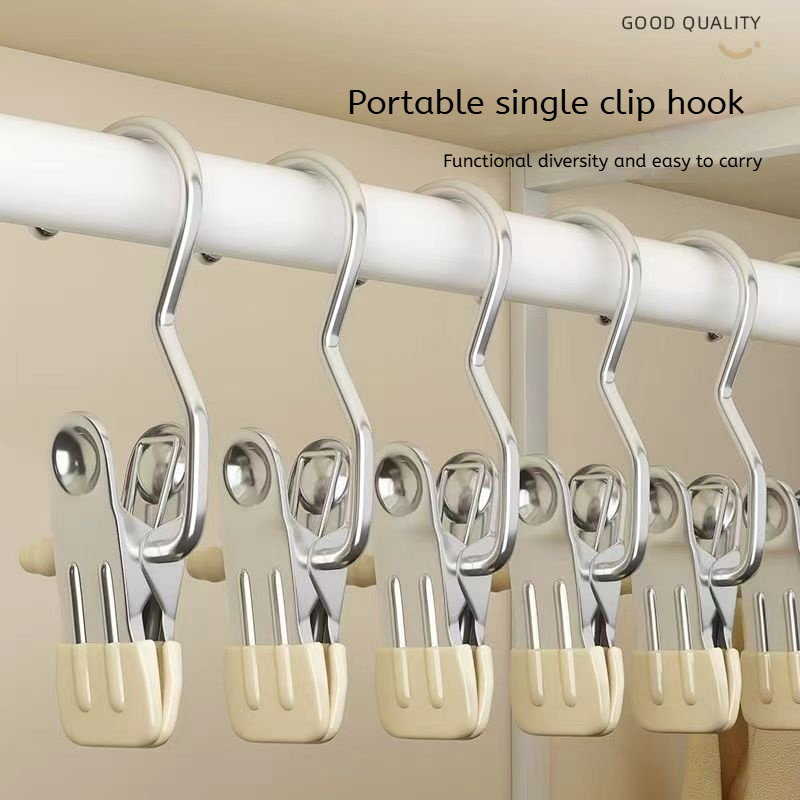 Portable Hanging Clothes Clip Stainless Steel Clothespins Laundry Clothes Pegs Hook Wardrobe Organizer Hanger