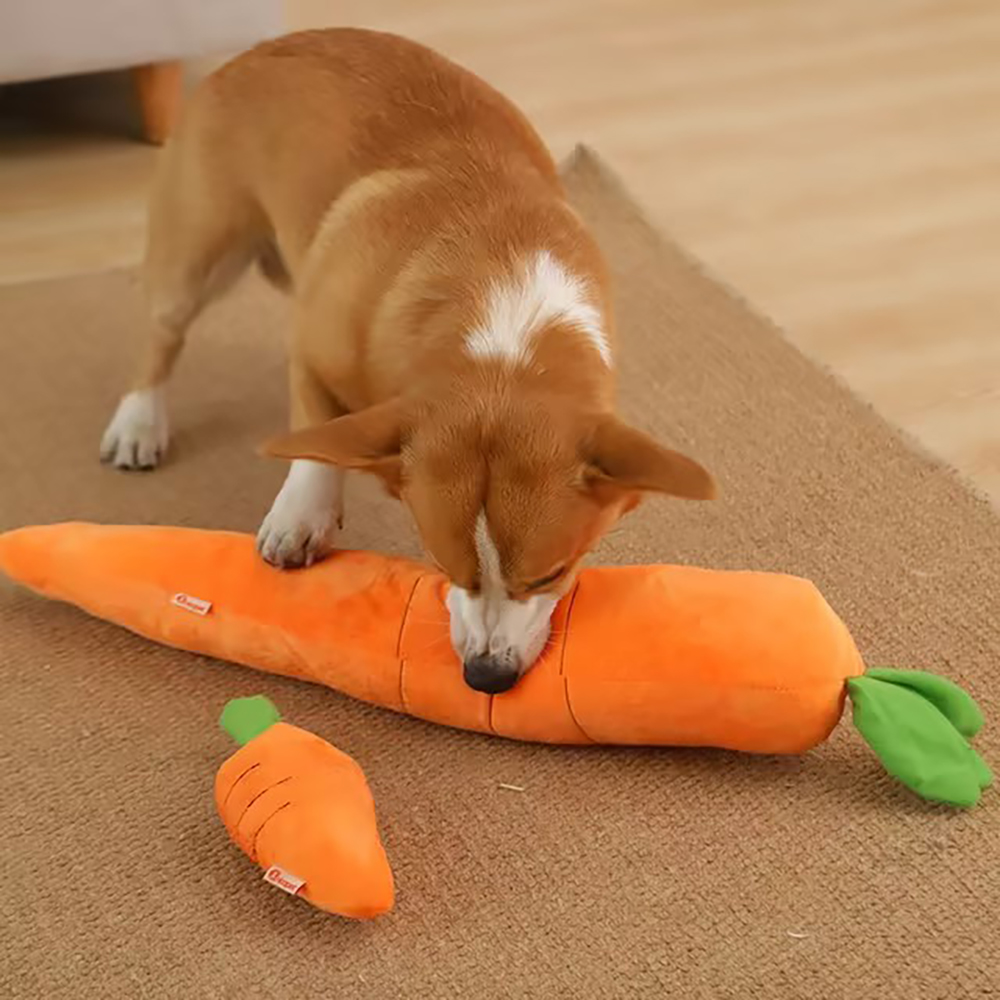 Madden Dog Toy: Plush Carrot Chew for Small, Medium, and Large Dogs with Sound - Pet Vegetable Chew Toy & Play Accessory