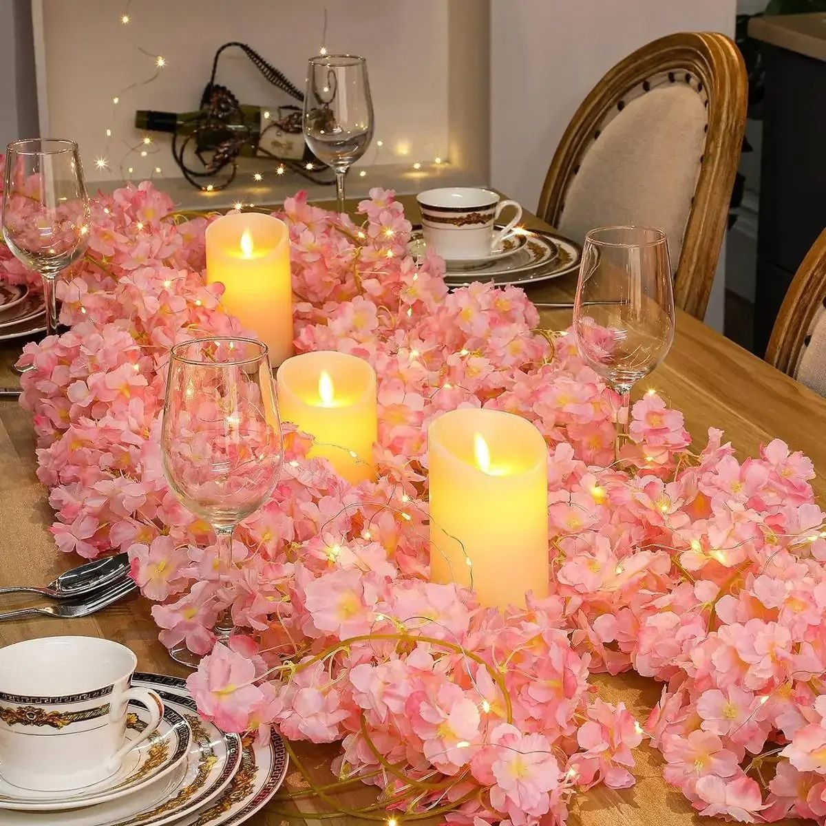Cherry Blossom String Lights – 2M 20LED Artificial Flower Fairy Light Garland