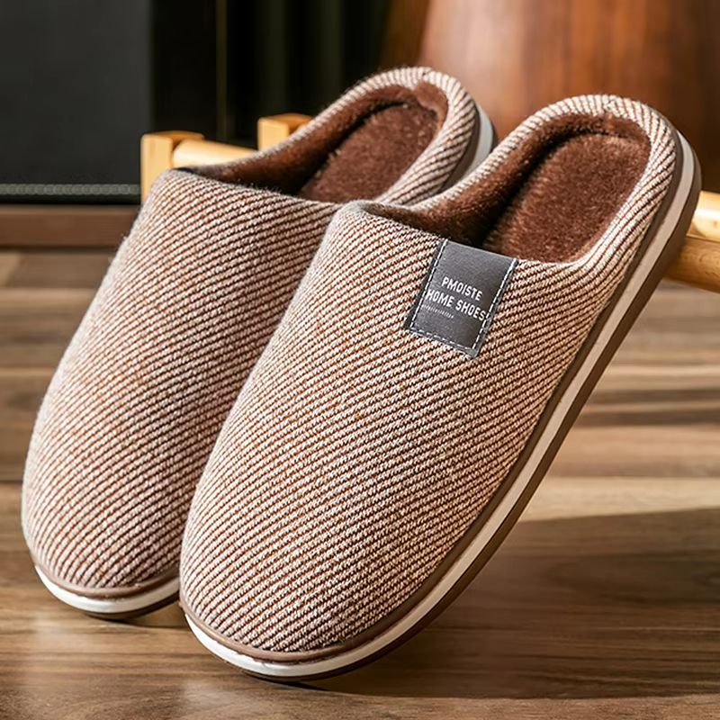 Men's Winter Warm Cotton Slippers – Soft Non-Slip Indoor Slides for Comfort & Large Sizes