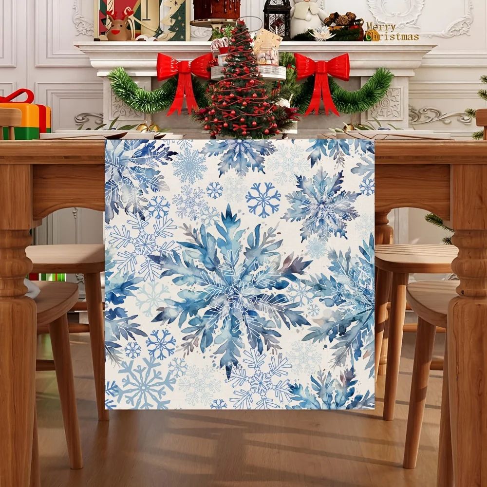 Blue Snowflake Christmas Table Runner