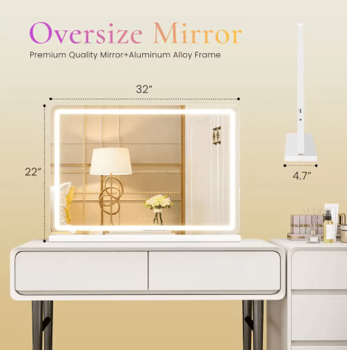 JHK LED Vanity Mirror with Lights Dimmable LED Makeup Mirror with 3 Color Modes & Memory Function