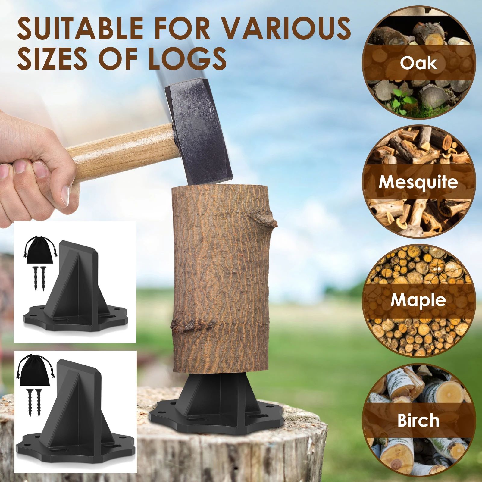 Carbon Steel Kindling Splitter Portable Manual Wood Splitting Tool
