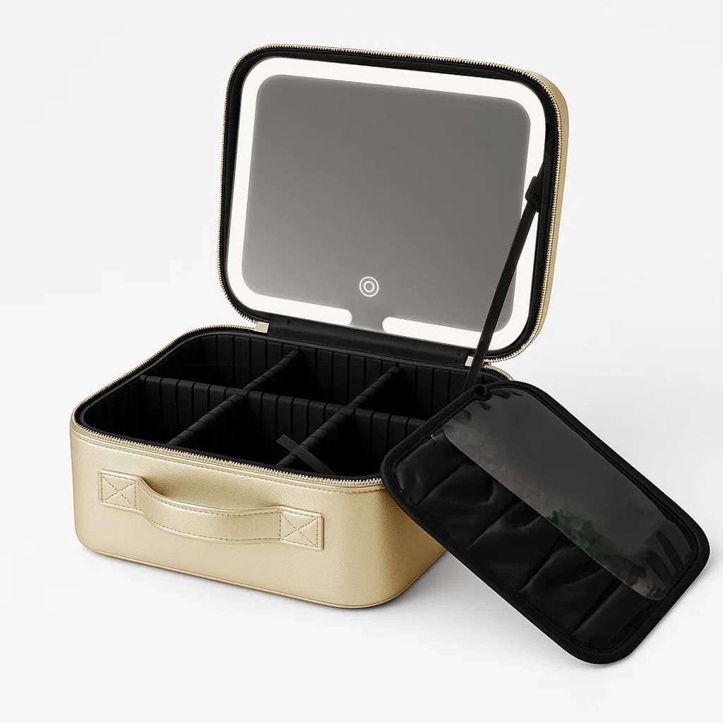 Makeup Bag with LED Mirror Large Capacity Waterproof Organizer