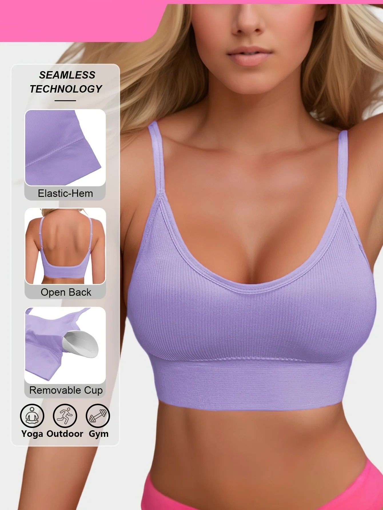 Knitted Ribbed Hal terneck Yoga Sports Bra with Supportive Fit