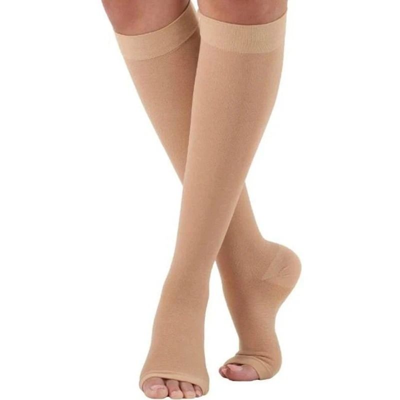Medical Calf Compression Stockings Knee High Open Toe Pressure Socks