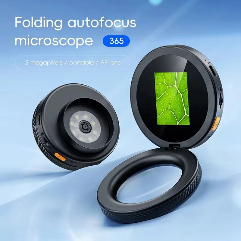 500x Digital Handheld Microscope with 2 in IPS Screen – Professional Foldable Magnifier with 8 LED Lights
