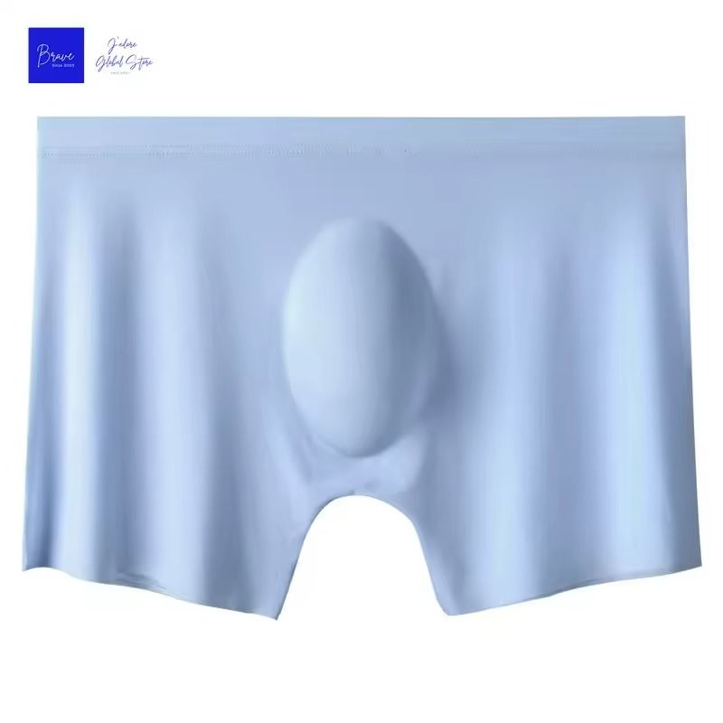 Mens Ice Silk Seamless Boxer Briefs with Breathable Antibacterial Fabric