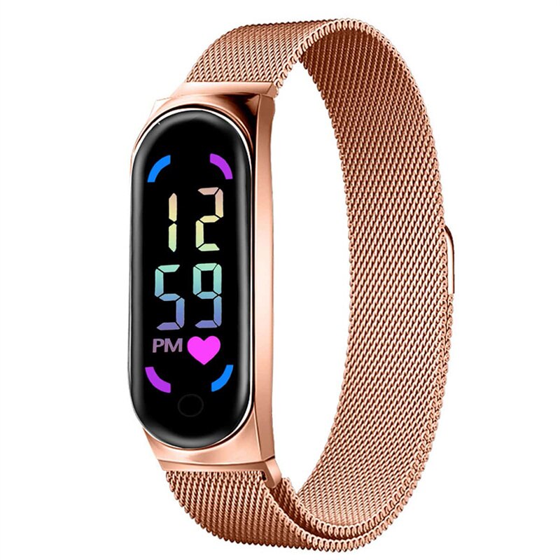 Women's Digital LED Touch Watch with Magnetic Strap and Daily Waterproof Design