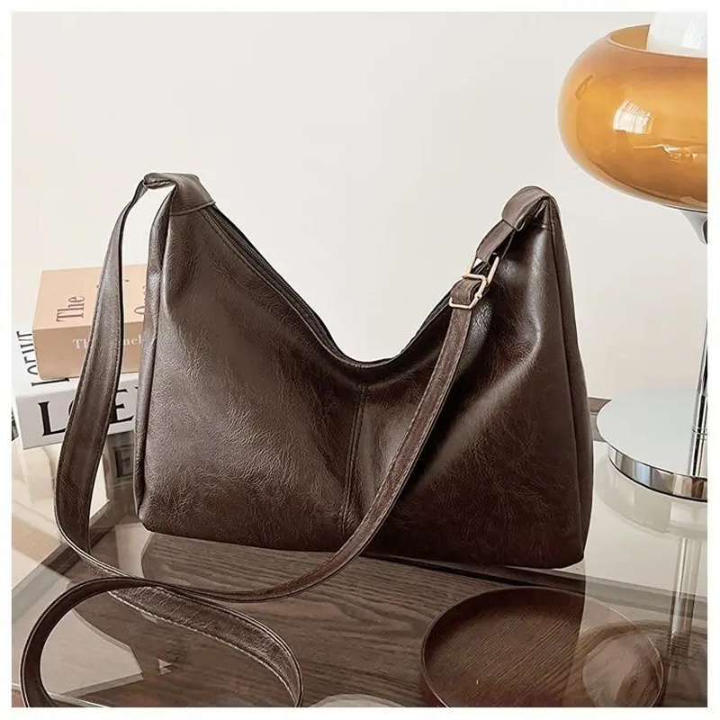 Maillard Vintage Casual Tote Bags, PU Leather Crossbody, Stylish Large Capacity Handbag for Women