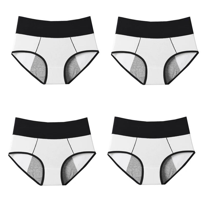 Womens High Waist Leak Proof Period Panties Four Pack Cotton Menstrual Underwear